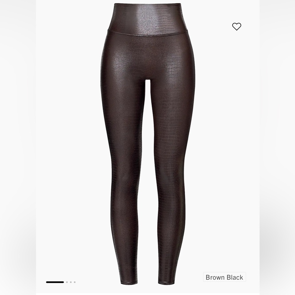 SPANX Faux Leather Croc Shine Leggings - like new - size L